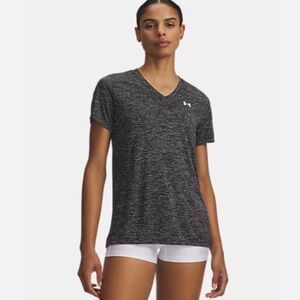 Under Armour Women's Charcoal Heather V-Neck Short Sleeve Tee